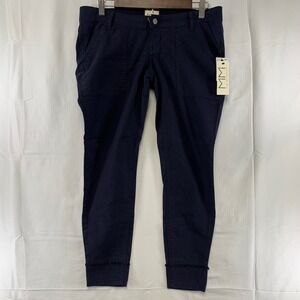 Mimi Maternity Pants Womens Small‎ Navy Blue Cropped Side Elastic 94317